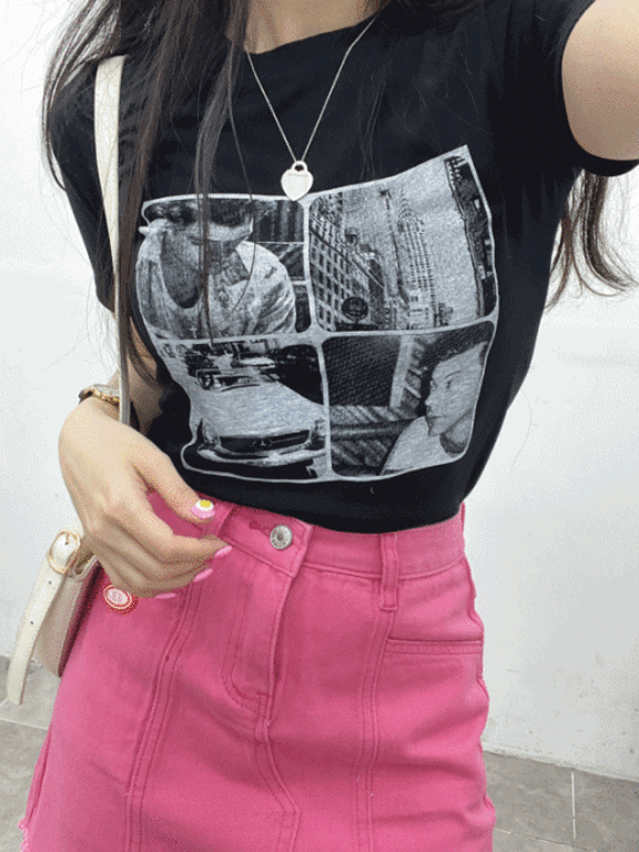 [최저가보장] 레오 빈티지 프린팅 반팔 티셔츠