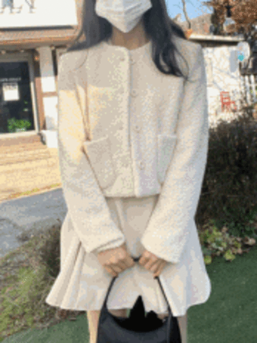 [인기재진행] 미니 숏 기장 테리 노카라 자켓 코트
